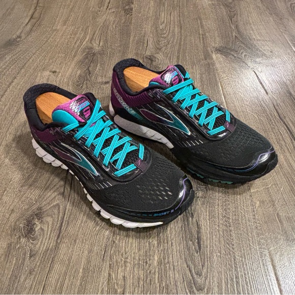 Brooks Ghost 9 Women's Size 9.5 Wide Black Purple Teal Running Shoes - Picture 3 of 11